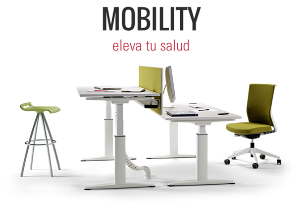 Mesa de oficina Mobility, elevable y regulable en altura